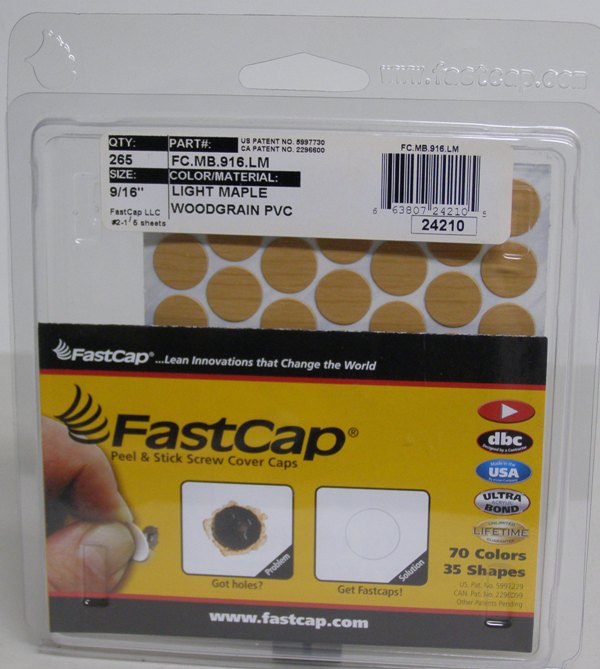 FastCap Light Maple Screw Caps PSA PVC Screw Caps - Mike's Tools